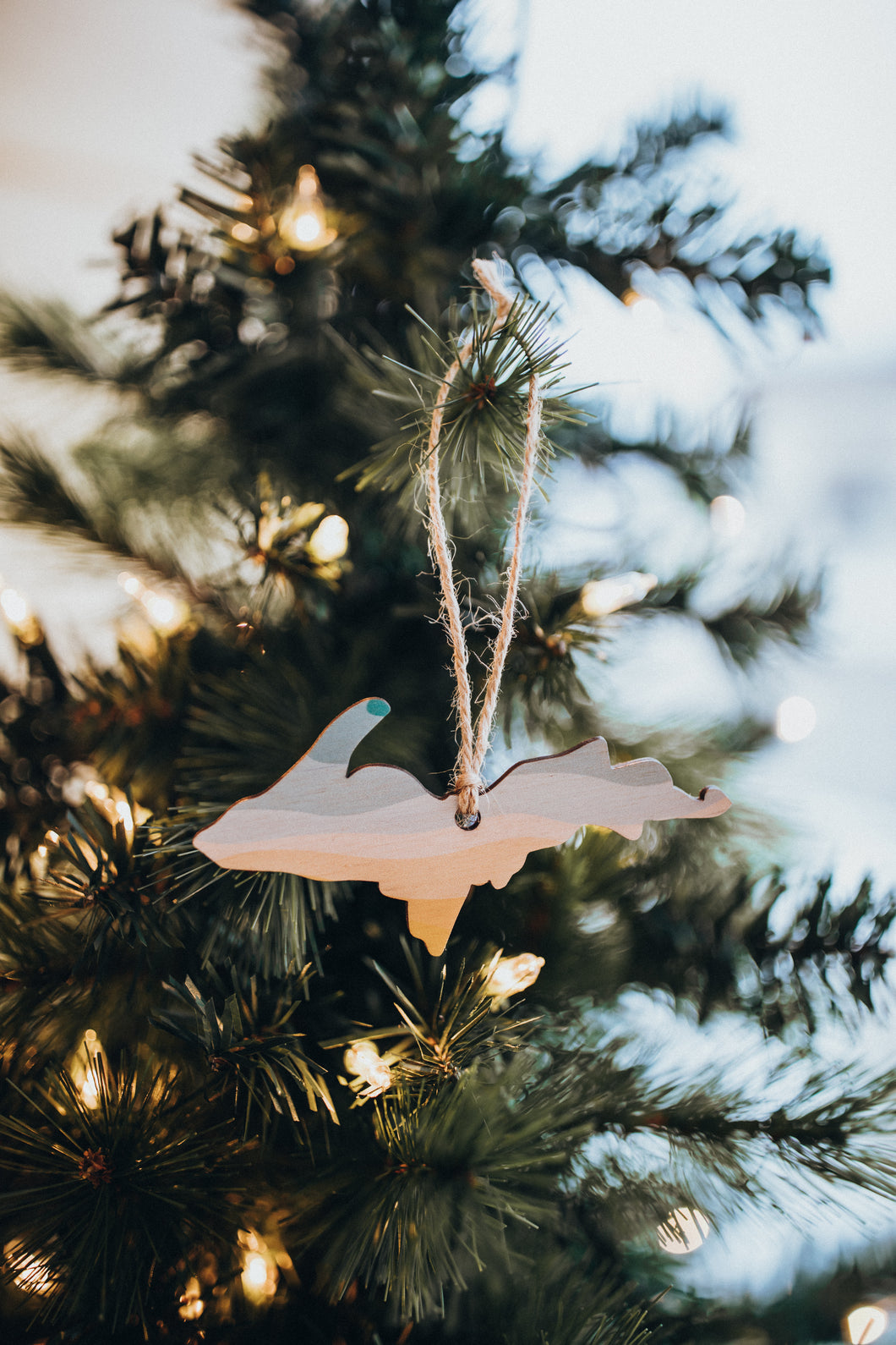 Michigan Upper Peninsula Yellow + Blue Wave Ornament